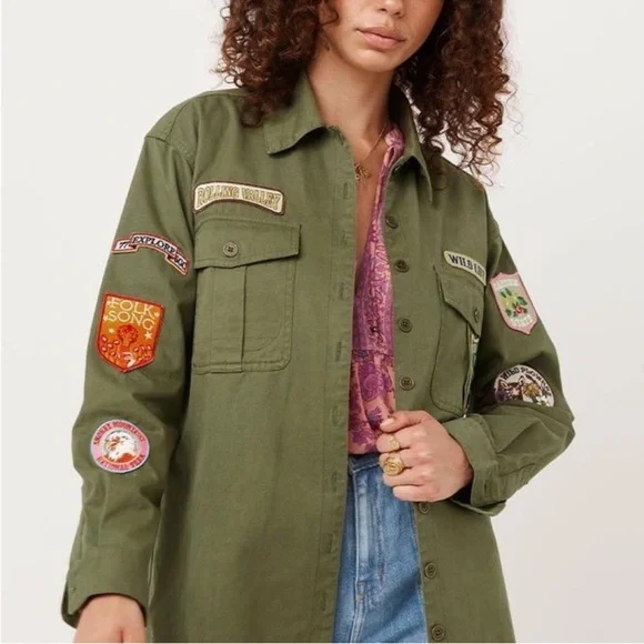 Spell Great Ocean Medium Olive Utility Jacket with Patches - Picture 5 of 6